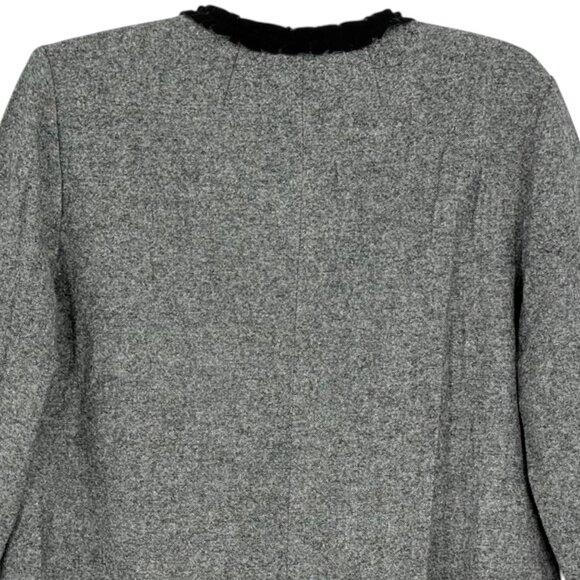 Liz Claiborne Women's Wool Blend Frilled Black Velvet Detail Grey Jacket Size XL - Picture 4 of 10